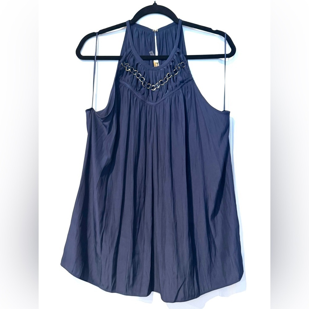 Ramy Brook NWT Katie chain link halter top in navy - Picture 2 of 7